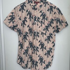 Arizona Jean Company Palm Tree Print Men's Shirt - Black and Tan